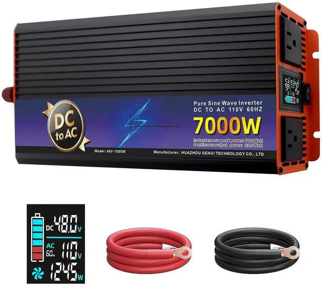Main image of 2300W Continuous 7000W Peak Pure Sine Wave Inverter, 12V DC to 110V AC for RV, Truck, Solar Off-Grid & Home Use, with LED Display, AC Outlets & Multi-Safety Protection (12, Volts (DC))