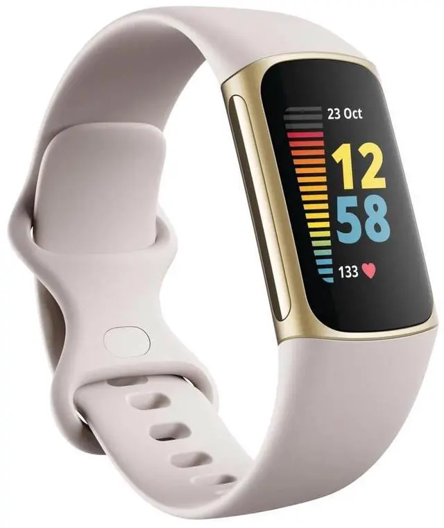 Main image of Fitbit Charge 5 Advanced Fitness & Health Tracker with Sleep Tracking, 24/7 Heart Rate and GPS, Gold/White
