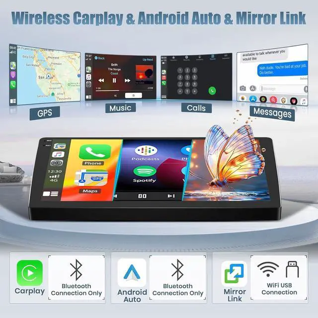 Alt view image 5 of 6 - 10"Double Din Car Stereo for Cadillac DTS 2006 2007 2008 2009 2010 2011, 4+64G Touch Screen Radio for Cadillac DTS 2006-2011 Head Unit with Wireless Carplay GPS Navigation Bluetooth with Backup Camera