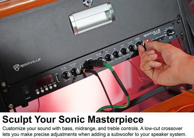 Alt view image 6 of 6 - PPA53 Home 1U Rack Preamp, Bluetooth, USB, RCA, 3-Band EQ, Phono Input, XLR Outputs, Low-Noise, Headphone Out, Perfect for Home Audio, Turntables