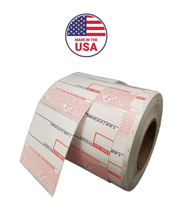 Alt view image 4 of 6 - CAS #8040 Printing Scale Labels | Safe Handling Pricing Labels on Label Rolls | Commercial Label for CAS & Easy Weigh Scales | Strong Adhesive | Made in USA (500 Labels/Roll) (36 Rolls)