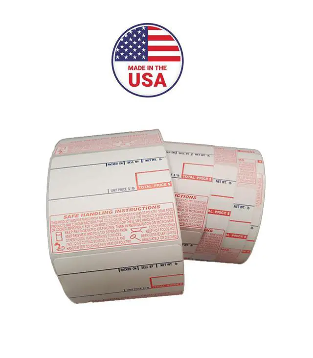Alt view image 5 of 6 - CAS #8040 Printing Scale Labels | Safe Handling Pricing Labels on Label Rolls | Commercial Label for CAS & Easy Weigh Scales | Strong Adhesive | Made in USA (500 Labels/Roll) (36 Rolls)
