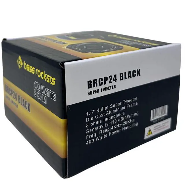 Alt view image 5 of 5 - BRCP24 Black 4" Bullet Tweeter, 400W Peak/200W RMS, 8-Ohm Die-Cast Aluminum Body, High-Output (up to 110 dB), 4kHz-20kHz Frequency Response (Black) (8)