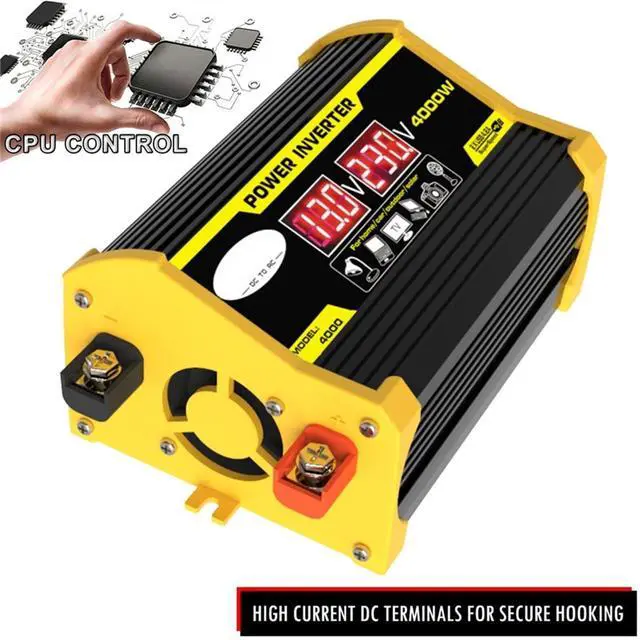 Alt view image 4 of 6 - Modified Sine Wave Inverter 4000 Watt 12V DC to 110V 220V AC Car Plug Adapter Converter with LED Display Fast Charging Dual USB Ports (Size: 12V-220V)