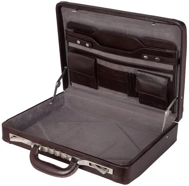 Main image of Full Grain Leather Briefcase Attache Case For Unisex Size L18 x W4 x H12 Inches Luxury Briefcase Bag (Italian Brown)
