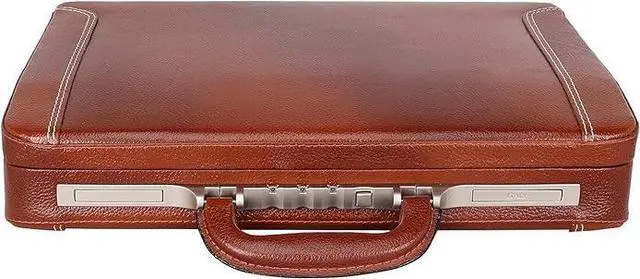 Main image of Full Grain Leather Briefcase Attache Case For Unisex Size L18 x W4 x H12 Inches Luxury Briefcase Bag (Italian Tan)