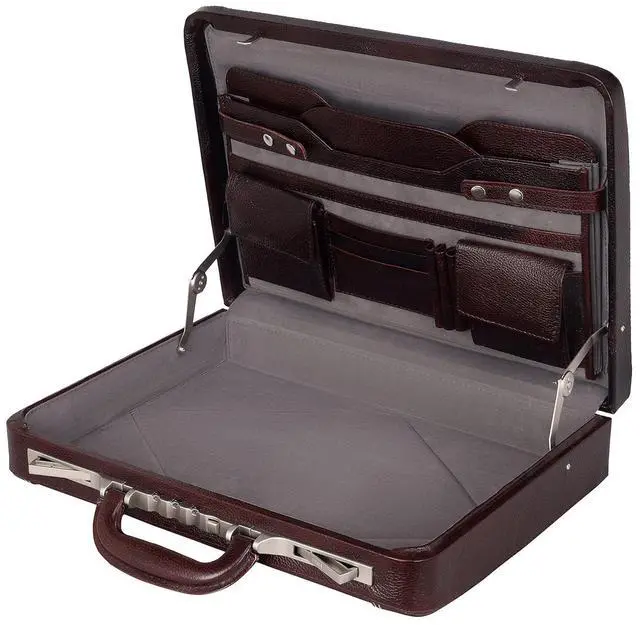 Main image of Full Grain Leather Briefcase Attache Case For Unisex Size L18 x W4 x H12 Inches Luxury Briefcase Bag (Brown)