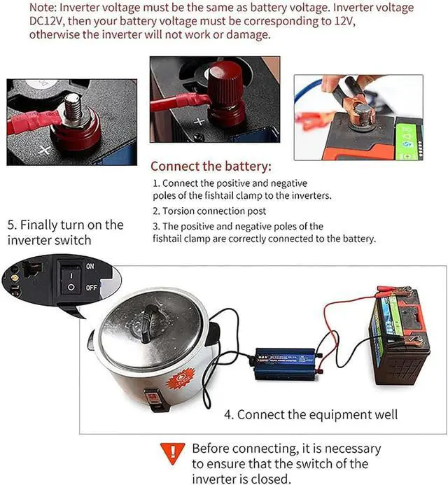 Alt view image 4 of 6 - 4000W Pure Sine Wave Inverter 12V -72V DC to 120V/240V AC Power Inverter with 1 AC Outlets,LCD Display, Car Power Converter for Truck, Home, Vehicles, Boat