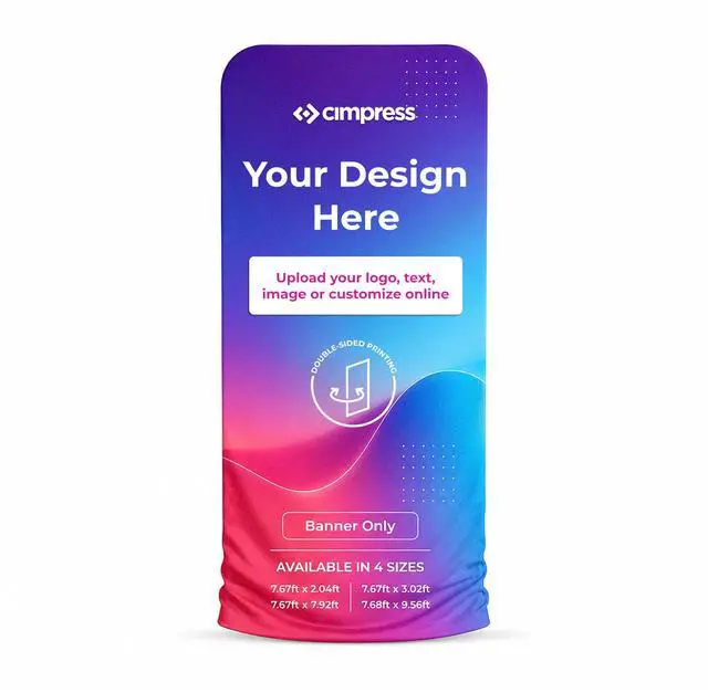 Main image of Custom Tension Fabric Backdrop, 3.2 W x 7.8 H ft, Banner Only, Add design to this portable double-sided stretch polyester display, Ideal for trade shows, weddings, and events