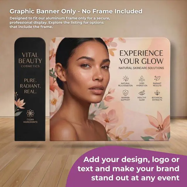 Alt view image 2 of 6 - Custom Tension Fabric Backdrop, 3.2 W x 7.8 H ft, Banner Only, Add design to this portable double-sided stretch polyester display, Ideal for trade shows, weddings, and events