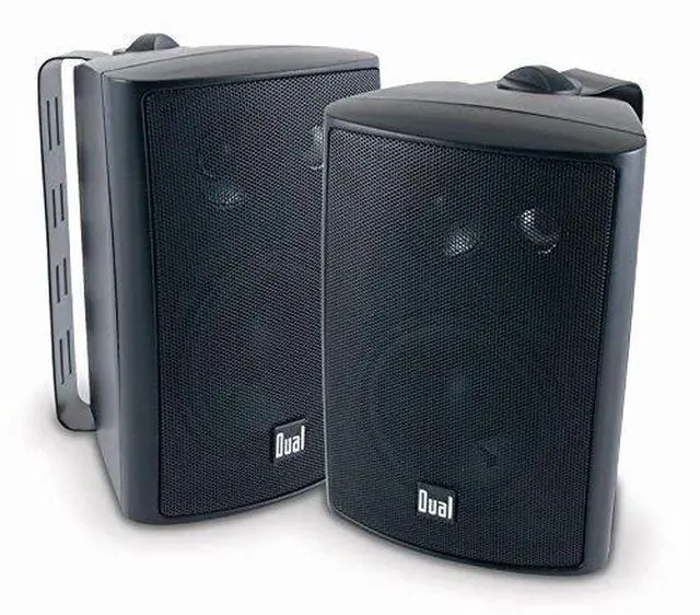 Alt view image 2 of 3 - 4x LU47PB 4 Inch 100-Watt 3-Way Indoor / Outdoor High Performance Bookshelf Studio Monitor Black Speakers w/ Swivel Brackets, Enrock 16-G 50 Ft Audio Speaker Wire