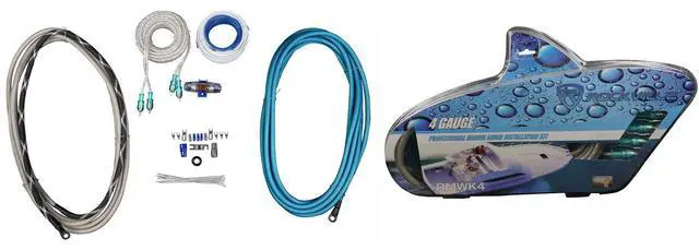 Alt view image 6 of 6 - Atom S30 4-Channel Marine Boat Amplifier with RMWK4 V2 Wire Kit | 2400W Peak / 600W RMS, Class A/B, Built-In Volt Meter, PA Microphone, 12dB Bass EQ, MRCA25 25' RCA Cable, Boat, 3-items