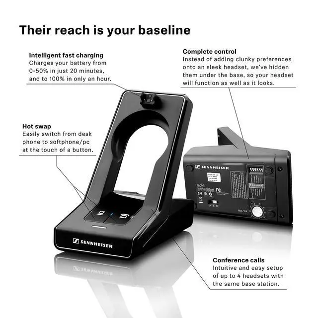 Alt view image 4 of 6 - SD Pro 2 (506008) - Double-Sided Multi Connectivity Wireless Headset for Desk Phone & Softphone/PC Connection, Ultra Noise-Cancelling Microphone (Black)