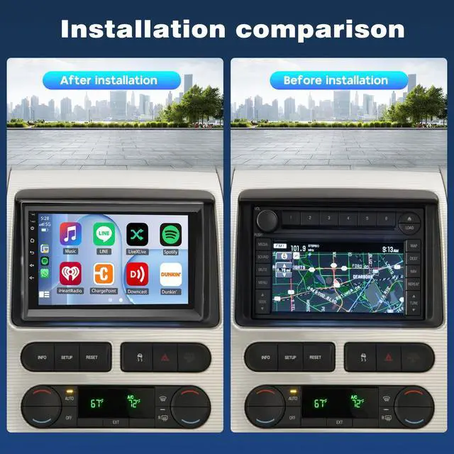 Alt view image 2 of 6 - 7" Android 14 Car Stereo Radio for Ford Mercury Mountaineer 2007-2010 | Touch Screen Car Radio with Carplay Android Auto GPS Navigation Bluetooth WiFi FM RDS SWC AHD Backup Camera