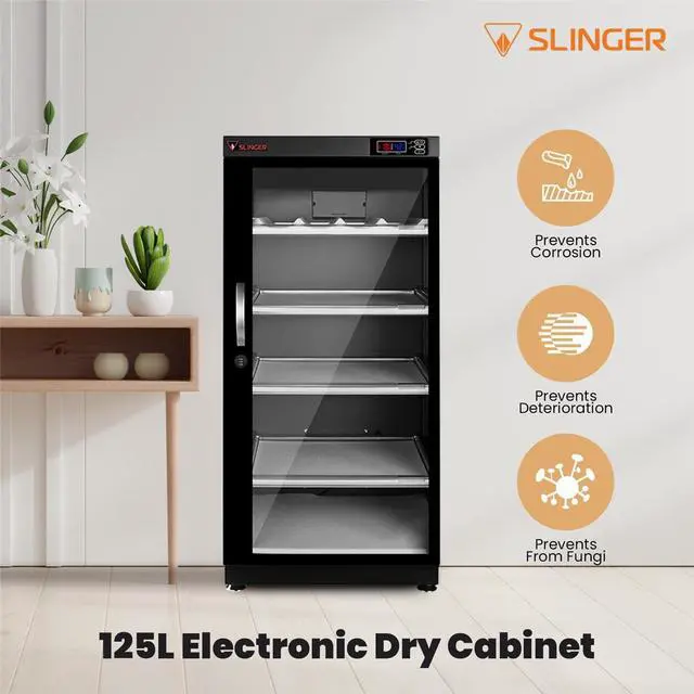 Alt view image 2 of 6 - 125L Dehumidifying Dry Cabinet Box, Digital Control Noiseless and Energy Saving, 5 Layers for DSLR/Mirrorless Camera Lens and Electronic Equipment Storage,Temperature Humidity LED Dual Screen