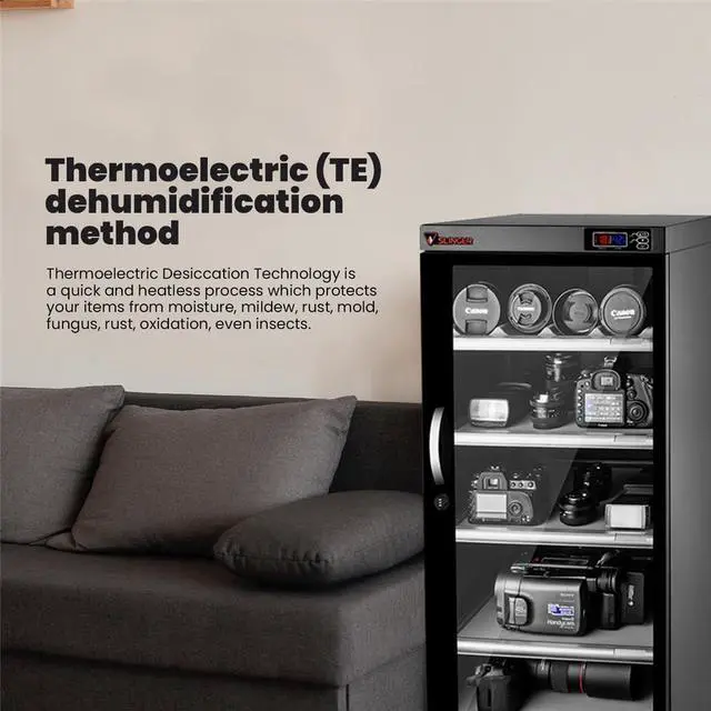 Alt view image 3 of 6 - 125L Dehumidifying Dry Cabinet Box, Digital Control Noiseless and Energy Saving, 5 Layers for DSLR/Mirrorless Camera Lens and Electronic Equipment Storage,Temperature Humidity LED Dual Screen