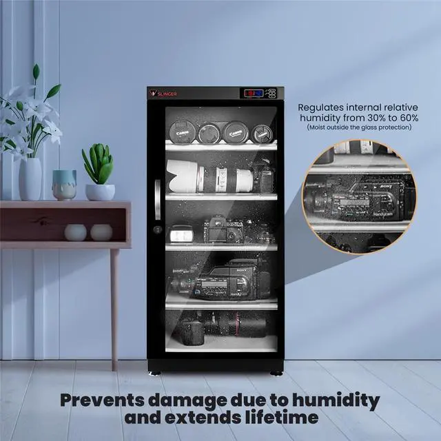 Alt view image 4 of 6 - 125L Dehumidifying Dry Cabinet Box, Digital Control Noiseless and Energy Saving, 5 Layers for DSLR/Mirrorless Camera Lens and Electronic Equipment Storage,Temperature Humidity LED Dual Screen