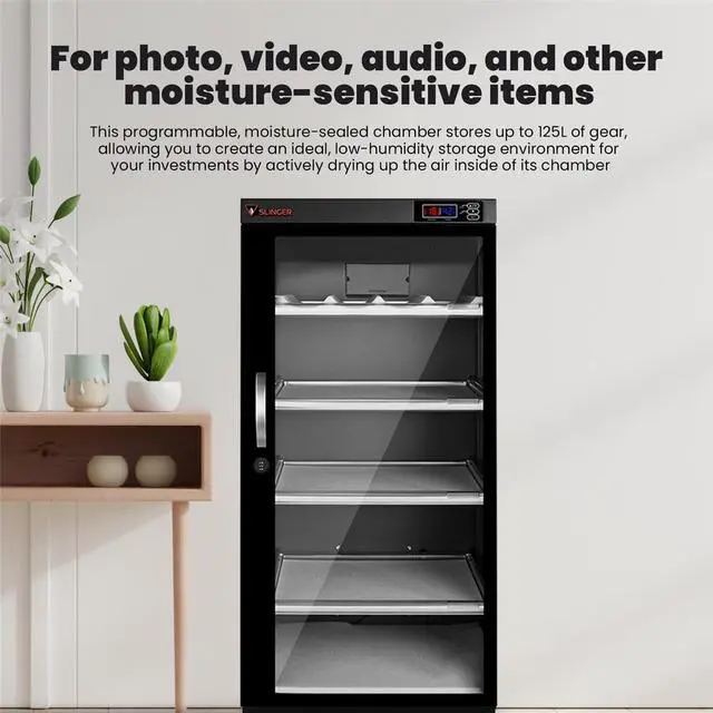Alt view image 6 of 6 - 125L Dehumidifying Dry Cabinet Box, Digital Control Noiseless and Energy Saving, 5 Layers for DSLR/Mirrorless Camera Lens and Electronic Equipment Storage,Temperature Humidity LED Dual Screen