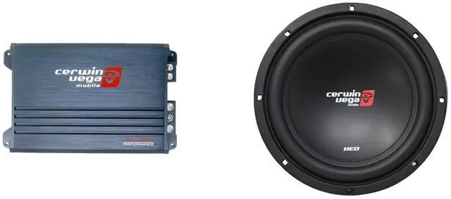 Main image of Cerwin-Vega XED3001D Monoblock Amp XED12V2 12 in Subwoofer Bundle | Car audio bass package with XED3001D monoblock amplifier and XED12V2 12 in SVC subwoofer, 200W RMS at 4 ohms
