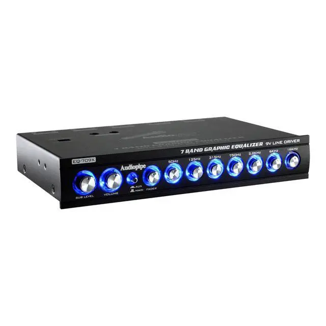 Alt view image 5 of 6 - EQ-709X 7 Band 9 Volt Universal Half DIN Graphic Car Audio Equalizer for Car Stereo Sound System Subwoofer Speakers (2 Pack)