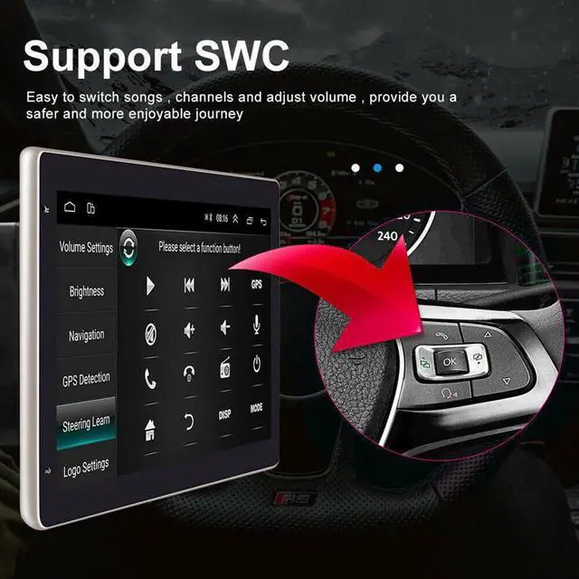 Alt view image 6 of 6 - 10in Double Din Car Stereo with Rotatable Touch Screen, Android 13 | with Wireless Carplay Android Auto, Car Audio Receiver with Bluetooth Wifi Mirror Link SWC + Backup Camera