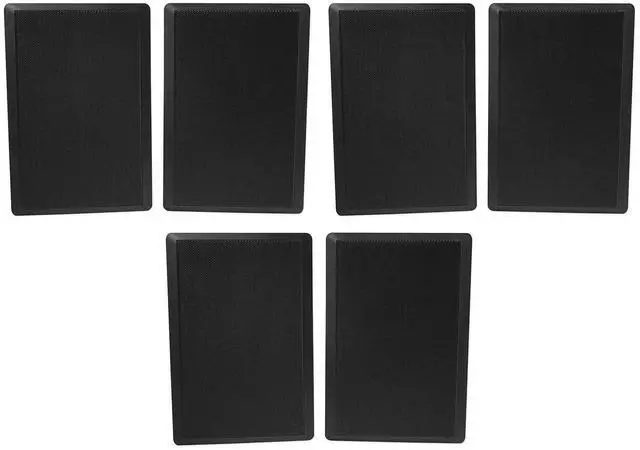 Main image of RockSlim 70B Black 5.25" Commercial/Restaurant Speakers, 6-Pack | 70V, 4W/8W Tap Settings, Easy Wall Mount, Slim Low-Profile, 0.5" Mylar Tweeter, 89 dB, Shielded Grill, Speaker Wire Included
