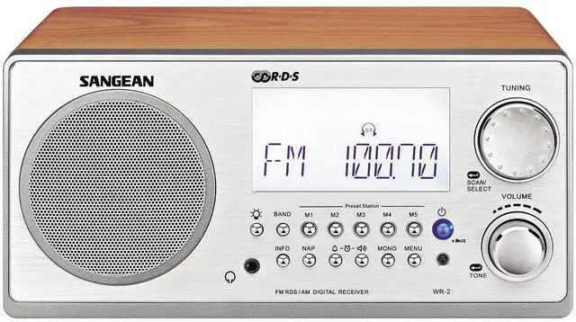 Main image of All in One AM/FM Alarm Clock Radio with Large Easy to Read Backlit LCD Display (Walnut)