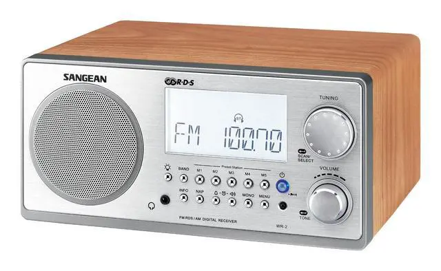 Alt view image 2 of 2 - All in One AM/FM Alarm Clock Radio with Large Easy to Read Backlit LCD Display (Walnut)
