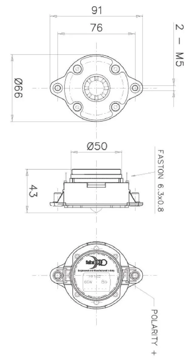 Alt view image 5 of 6 - HF102-8 Dome Tweeter With Neodymium Ring Magnet Structure 8 Ohms W/ferrofluid Cooling