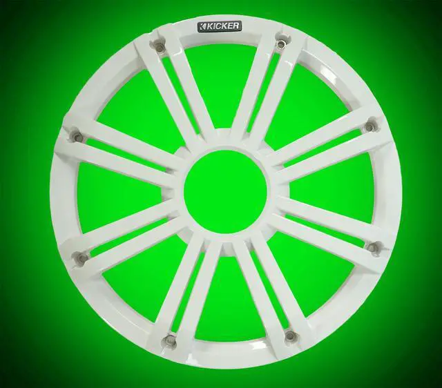 Alt view image 6 of 6 - Bundle: Kicker 45KMF102 10" RMS Marine Boat Subwoofer Bundle with 45KMG10W 10" White Grille w/LED Subwoofer & 41KMLC KMLC LED Light Controller (3 Items)