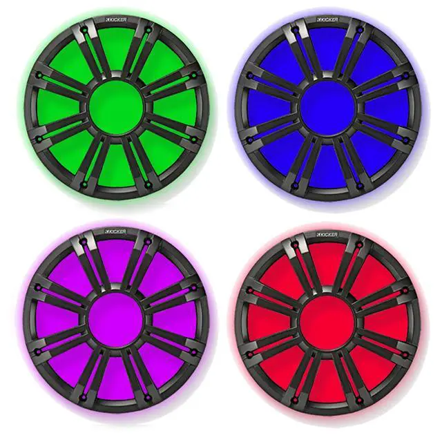 Alt view image 3 of 3 - 10" 350 Watt Peak Power 4-Ohm SVC Freeair Marine Audio Subwoofer with Charcoal RBG Multicolor LED Grilles