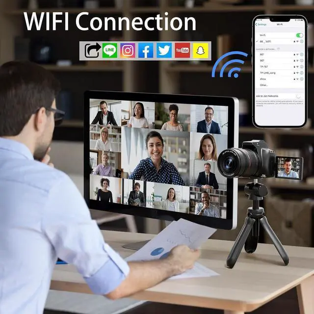 Alt view image 5 of 6 - 4K Digital Cameras for Photography & Vlogging,72MP WiFi Touch Screen Vlogging Camera,4K Video Camera,12X Optical Zoom,with Flash,Anti-Shake, with Flash with 270°Flip Screen,2 Batteries,32GB Card