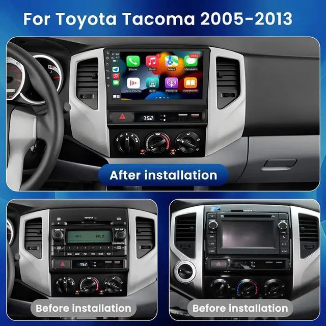 Alt view image 3 of 6 - 2+64G Double Din Car Radio for Toyota Tacoma 2005-2015, 4 Core 9 Inch Android 14 Touch Screen Car Stereo with Wireless Carplay Android Auto Bluetooth GPS AHD Backup Camera WiFi DSP SWC FM Mirror Link