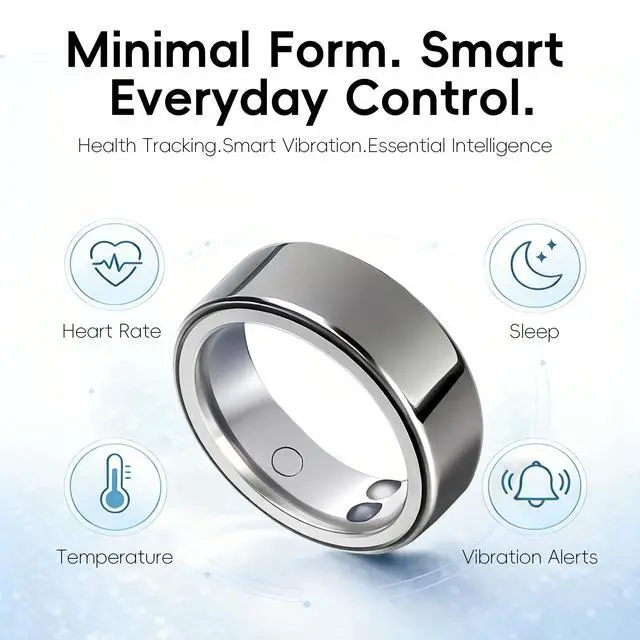 Alt view image 2 of 6 - Gen 2 Lite Smart Ring for Men Women: Health, Fitness & Sleep Monitor, Heart Rate, Temp, Vibration, 5ATM Waterproof, iOS Android, Gift (Titanium Grey, 7)