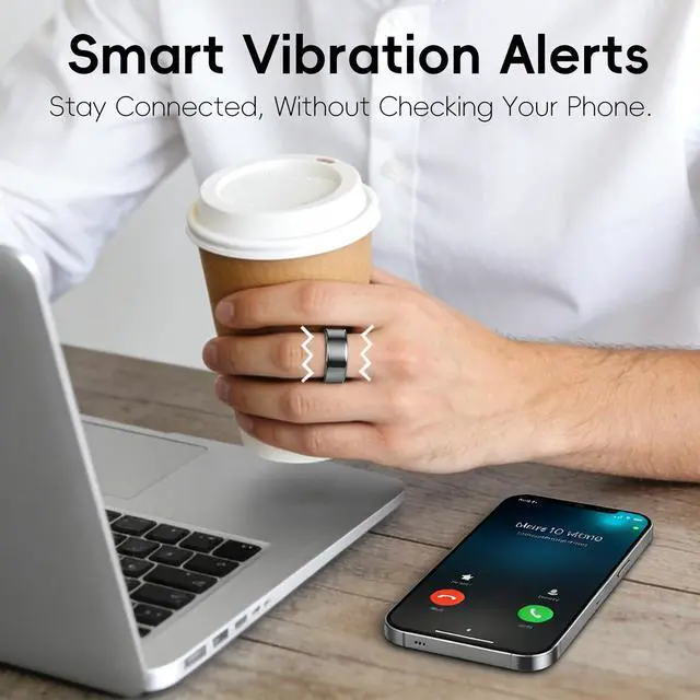 Alt view image 5 of 6 - Gen 2 Lite Smart Ring for Men Women: Health, Fitness & Sleep Monitor, Heart Rate, Temp, Vibration, 5ATM Waterproof, iOS Android, Gift (Titanium Grey, 7)