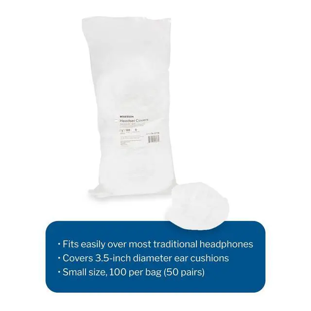 Alt view image 5 of 6 - Headset Covers for Library, Small, White, 3 1/2 in, 1000 ct | Disposable, Museum, Classroom, Sanitary Headphone Ear Covers, Tear-Resistant Fabric for Ear Covers
