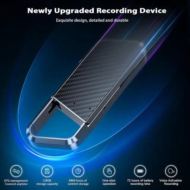 Alt view image 2 of 6 - Voice Activated Recorder - Recording Device with Noise Reduction DSP 5.0 Digital Vioce Recorder with Playback for Lecture & Meeting - Portable Audio Recorder -128G