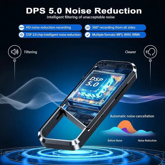 Alt view image 4 of 6 - Voice Activated Recorder - Recording Device with Noise Reduction DSP 5.0 Digital Vioce Recorder with Playback for Lecture & Meeting - Portable Audio Recorder -128G