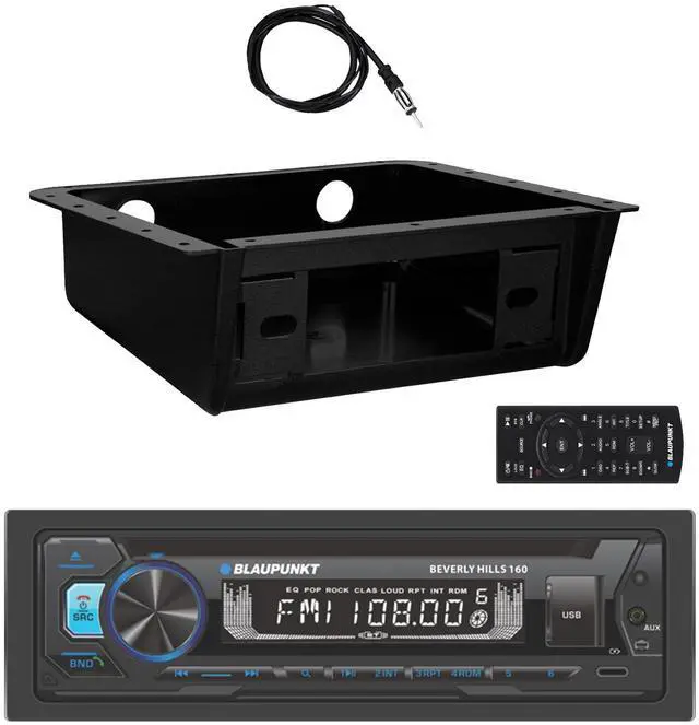 Main image of Beverly Hills 160 Single DIN Detachable Faceplate Bluetooth DVD/CD Player AM/FM Radio Stereo Receiver W/Fully Enclosed Under Dash/Overhead Installation Mounting Kit, 22" Radio Antenna