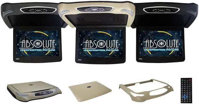 Alt view image 2 of 4 - Absolute DFL14HD Car Roof Mount DVD Player Monitor 14 inch Vehicle Flip Down Overhead Screen- HDMI SD USB Card Input with Built-in IR Transmitter for Wireless IR Headphone, 3 Style Colors