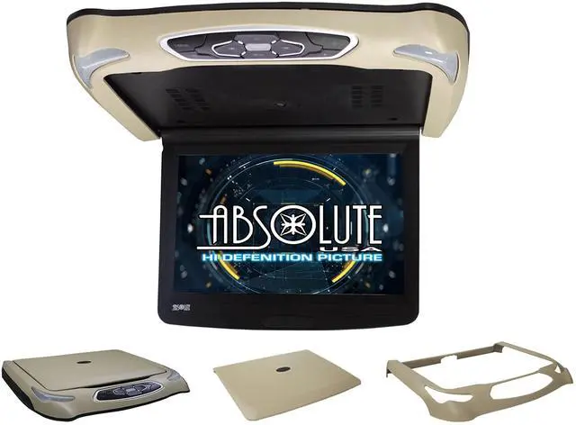 Alt view image 3 of 4 - Absolute DFL14HD Car Roof Mount DVD Player Monitor 14 inch Vehicle Flip Down Overhead Screen- HDMI SD USB Card Input with Built-in IR Transmitter for Wireless IR Headphone, 3 Style Colors