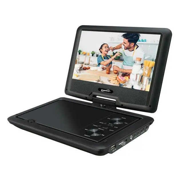 Alt view image 2 of 6 - SC-259A 9-inch DVD Player LCD Swivel Display with TV Tuner, USB/SD Inputs, Rechargeable Battery, 270° Swivel, On-Screen Display, Jack, Auto Channel Programming, Stereo Speakers