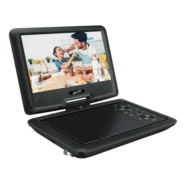 Alt view image 3 of 6 - SC-259A 9-inch DVD Player LCD Swivel Display with TV Tuner, USB/SD Inputs, Rechargeable Battery, 270° Swivel, On-Screen Display, Jack, Auto Channel Programming, Stereo Speakers
