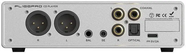 Alt view image 3 of 6 - SMSL PL100 PRO Multi-Function CD Player 2X CS43131 High-End DAC Chips Supports Lossless MQA Playback with Remote Control (Silver)