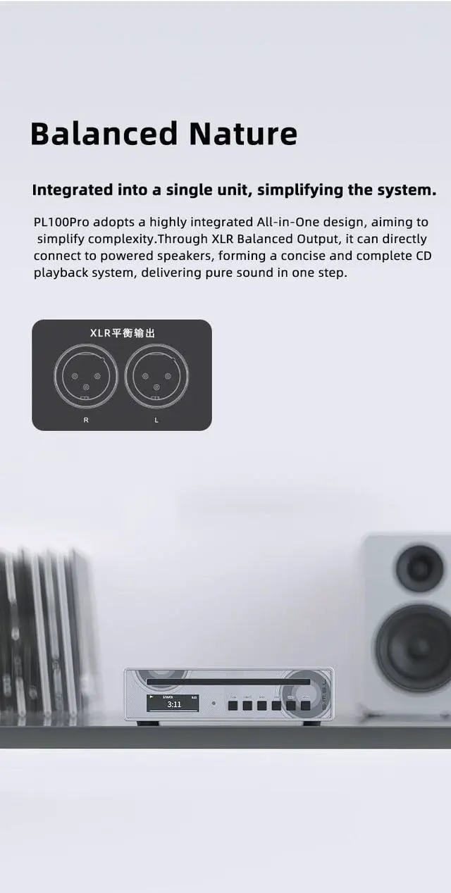 Alt view image 6 of 6 - SMSL PL100 PRO Multi-Function CD Player 2X CS43131 High-End DAC Chips Supports Lossless MQA Playback with Remote Control (Silver)
