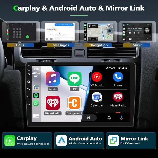 Alt view image 4 of 6 - Double Din Car Stereo for Nissan Sentra 2007 2008 2009 2010 2011 2012 Radio Upgrade,7Inch Touch Screen Radio Android 14 Car Radio with Wireless Carplay Android Auto BT GPS AHD Backup Camera WiFi