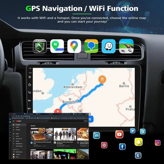 Alt view image 5 of 6 - Double Din Car Stereo for Nissan Sentra 2007 2008 2009 2010 2011 2012 Radio Upgrade,7Inch Touch Screen Radio Android 14 Car Radio with Wireless Carplay Android Auto BT GPS AHD Backup Camera WiFi