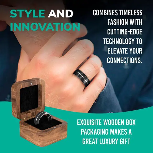 Alt view image 3 of 6 - Tungsten Elite Smart Ring with Instant App-Free Sharing, Size 13 | Business Networking for Professionals, Instantly Share s, Social Links & Profiles with One Tap, No App Needed