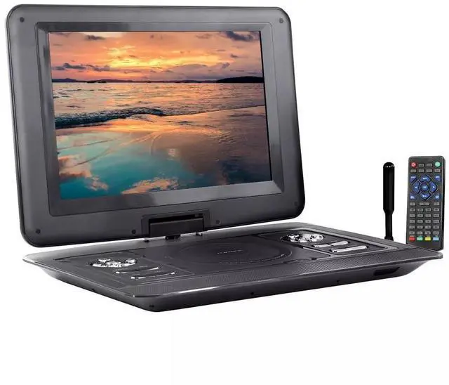 Main image of 13.3 Inch Portable DVD Player and TV with Swivel TFT LED Screen, USB/HD/AV Inputs, Rechargeable Battery, and Car Adapter for Travel and Road Trips (Black)