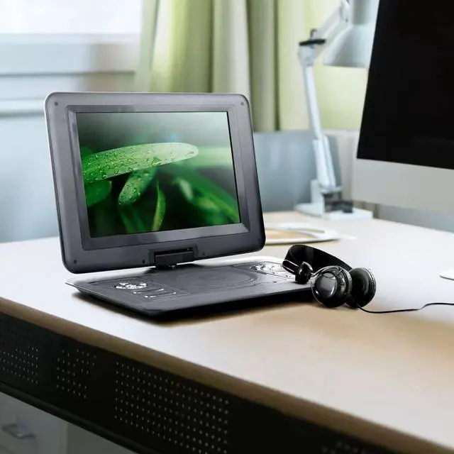 Alt view image 2 of 3 - 13.3 Inch Portable DVD Player and TV with Swivel TFT LED Screen, USB/HD/AV Inputs, Rechargeable Battery, and Car Adapter for Travel and Road Trips (Black)